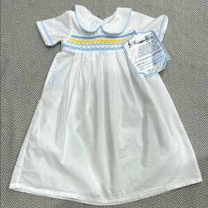 Remember Nguyen White Dress with Blue and Yellow Accents